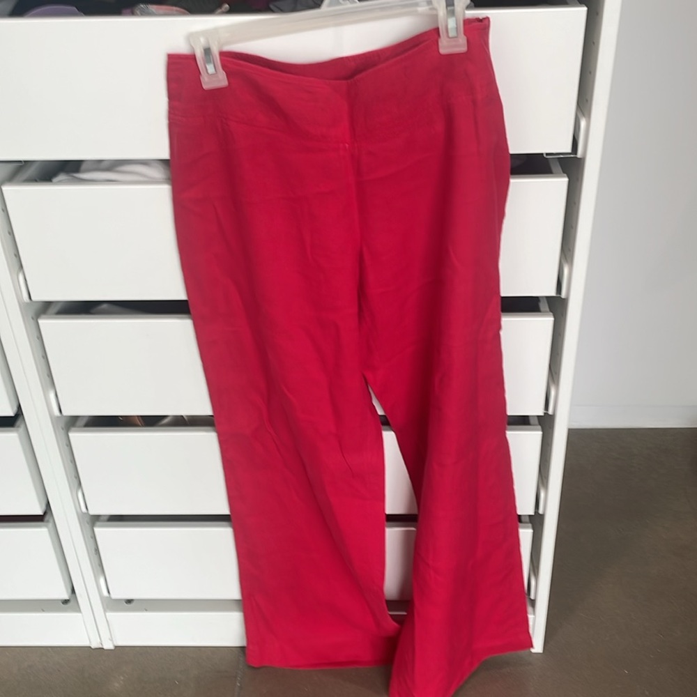 Red linen pants